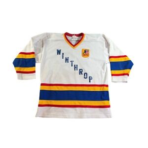 USA Hockey Jersey Youth XL White Winthrop Zero Club Mesh V-Neck Vintage Retro